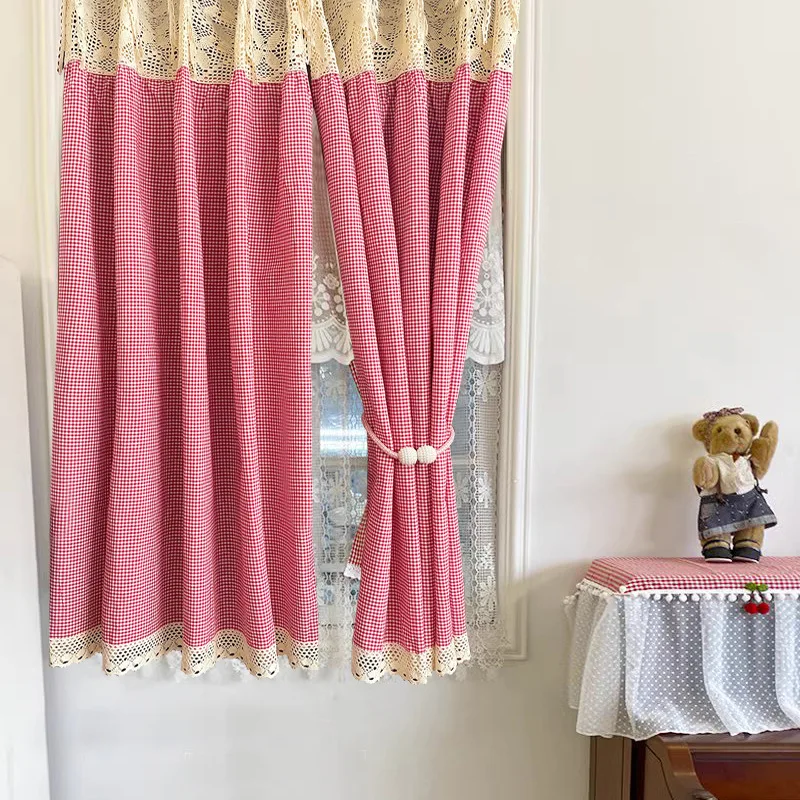 

Red Checkered Kitchen Curtains for Farmhouse Bedroom Living Room Blackout Curtains Luxury Home Decor Drapes Shower Curtain
