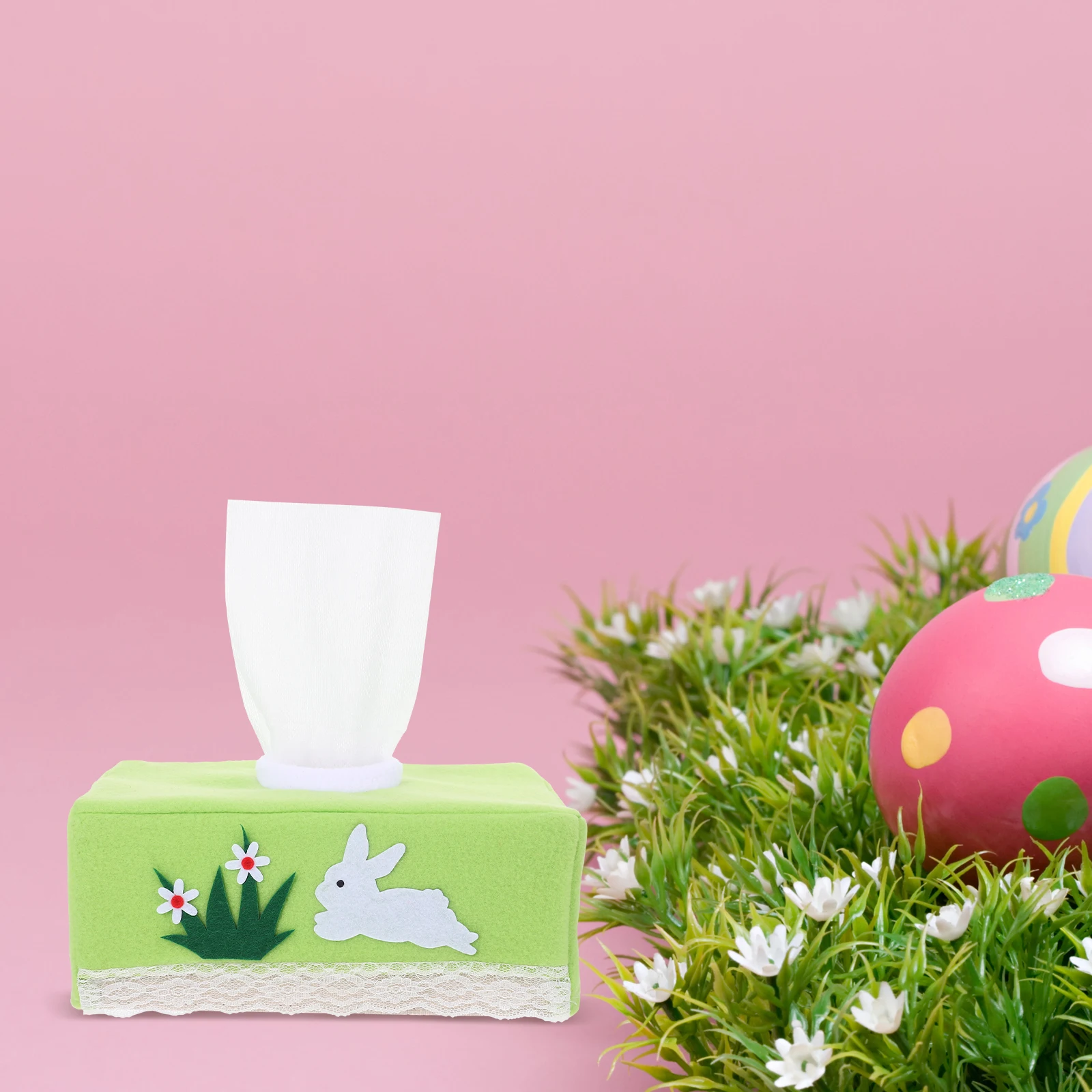 

Cute Easter Tissue Box Cover Rectangle Fabric Holder for Living Room Bathroom Office Festive Home Decor Essential