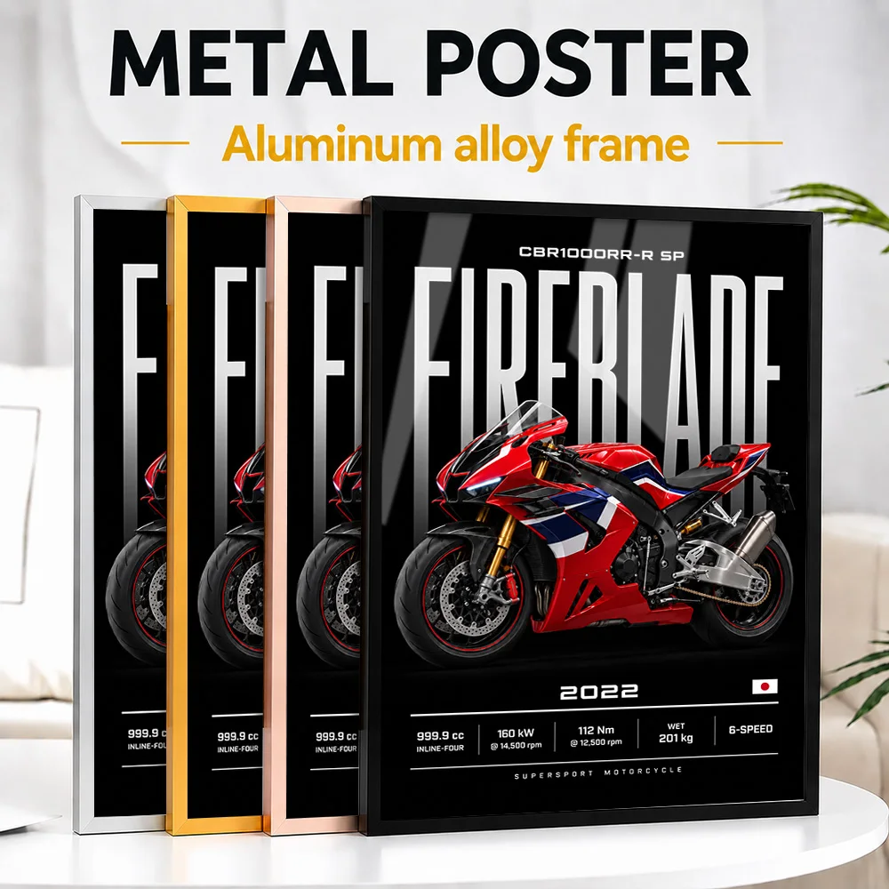 Japanese CBR1000RR-R Fireblade SP Grand Prix Red Motorcycle Framed Metal Print Customized Speed Culture Wall Art Gift For Riders