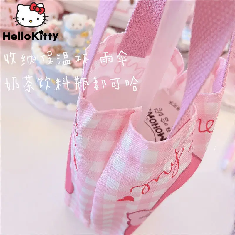 Sanrio Kuromi Cinnamoroll Melody Fashion Portable Canvas Cup Bag Student Bottle Umbrella Storage Bag Small Oxford Handbag