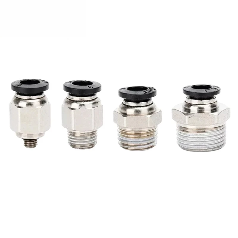 Conector Rápido para Tubo Traqueal, 30/50/100 Unidades, Negro, PC4-M5, Rosca Recta 6-01/8-03/10-02/12-04