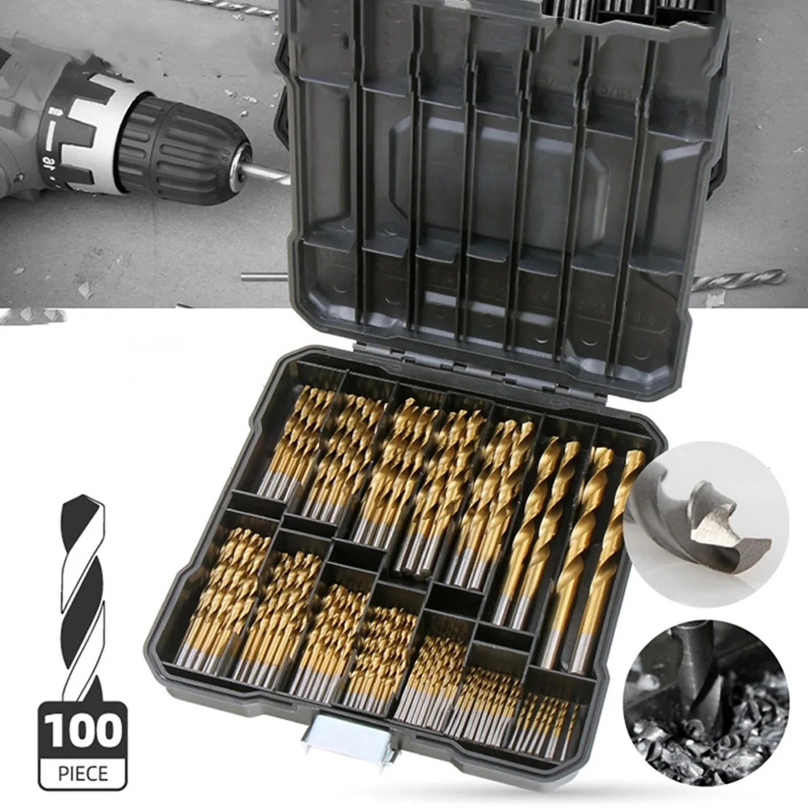 

Twist Drill Bit Set for Woodworking Twist Drill Bit Set High Speed Steel 1.5mm to 10mm with Storage Box for Woodworking Drilling