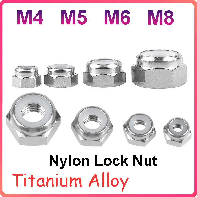 

1Pcs Titanium Nut M4 M5 M6 M8 Titanium Nuts Hex Nut Nylon Self Locking Nut for Motorcycle Bicycle Car Modification DIY