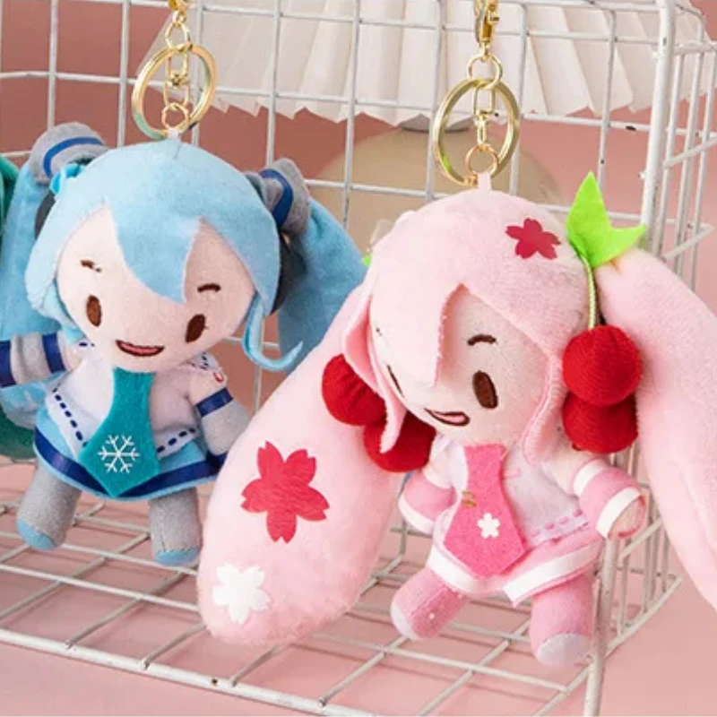 15cm Hatsune Figures Anime Miku Sakura Snow Plush Keychain Pendant  Kawaii Q Version Plush Dolls Pendant Girls Birthday Gifts