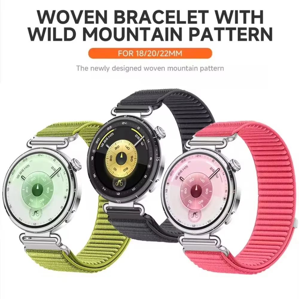 18mm 20mm 22mm Nylon Braid Strap for Huawei GT7-6-5-4 41mm/GT7-6-5-4 46mm Comfortable Watchband Amazfit Active Max-3-2/Balance 3