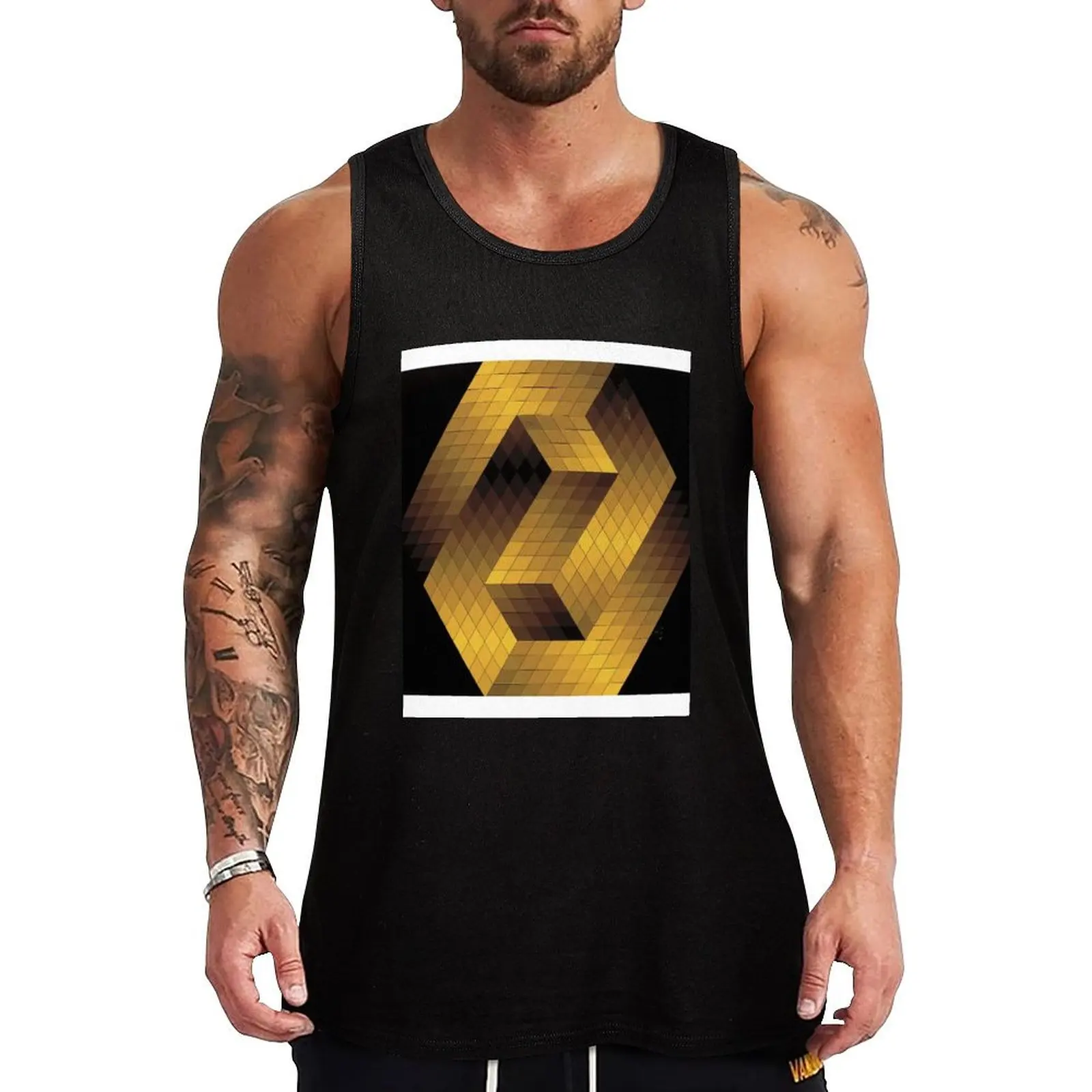 Victor Vasarely Plasticien artwork for sales, Tank Top mens designer clothes t-shirt gym man Gym t-shirt man Men's gym t-shirts