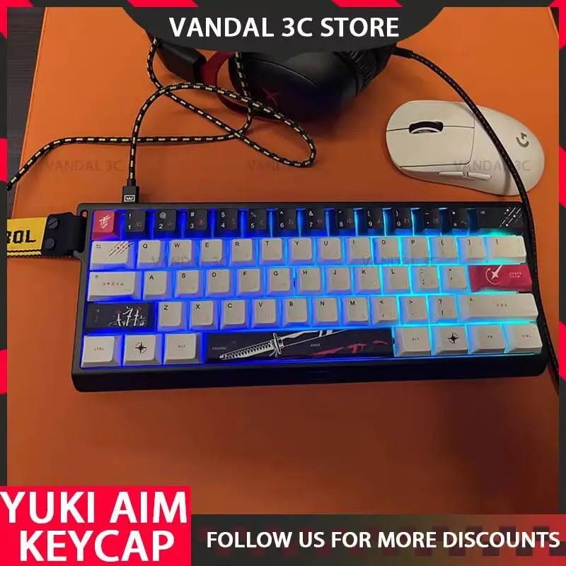 Yuki Aim Keycap Japanese Roots 125key Cherry Pbt Keycap Custom Anime Individuation Keycaps For Mechanical Keyboard Gifts