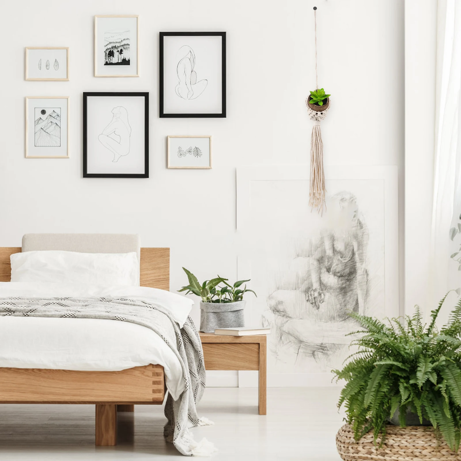 

1pcs Air Plant Hanging Basket Simple Wall Hanging Planter For Flowerpot Vase Display Home Office Decor Net Bag Plant Hanger