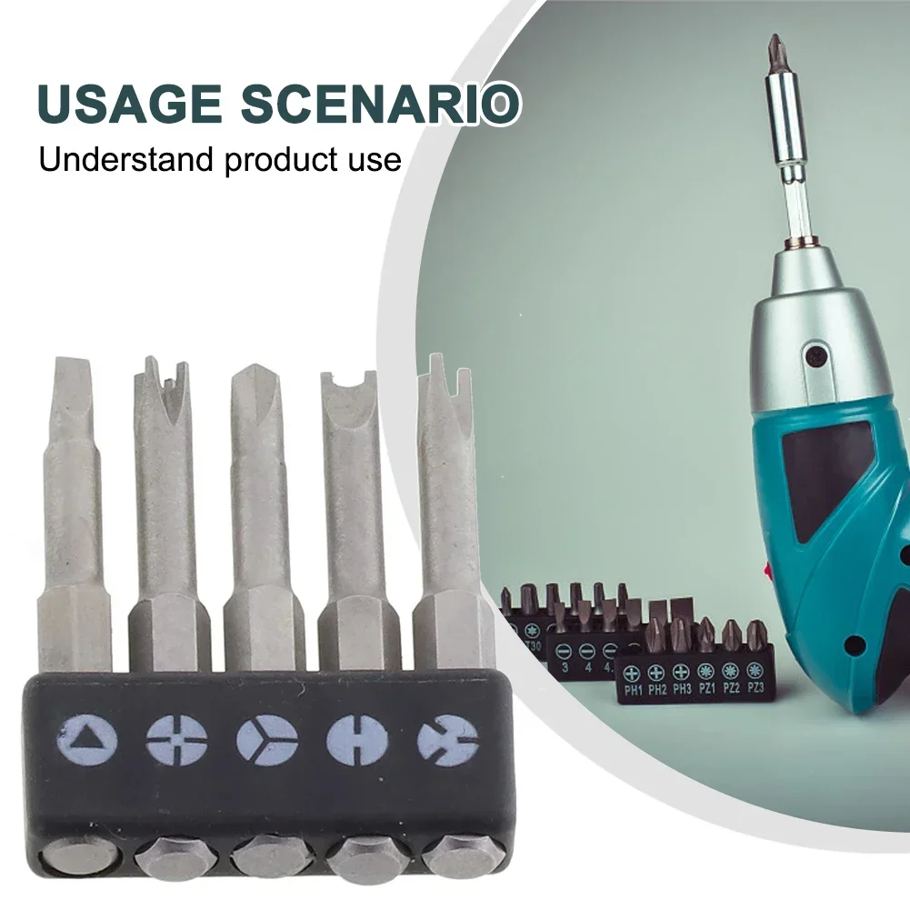 5pcs 50mm Special-Shaped Screwdriver Set U-shaped Y-Type Triangle Three Points Four Points Screw Driver Bits Hand Tool