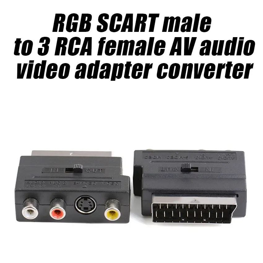 

High Quality RCA S-Video AV TV Audio Adapter RGB Scart to Composite Audio Adapter Connector