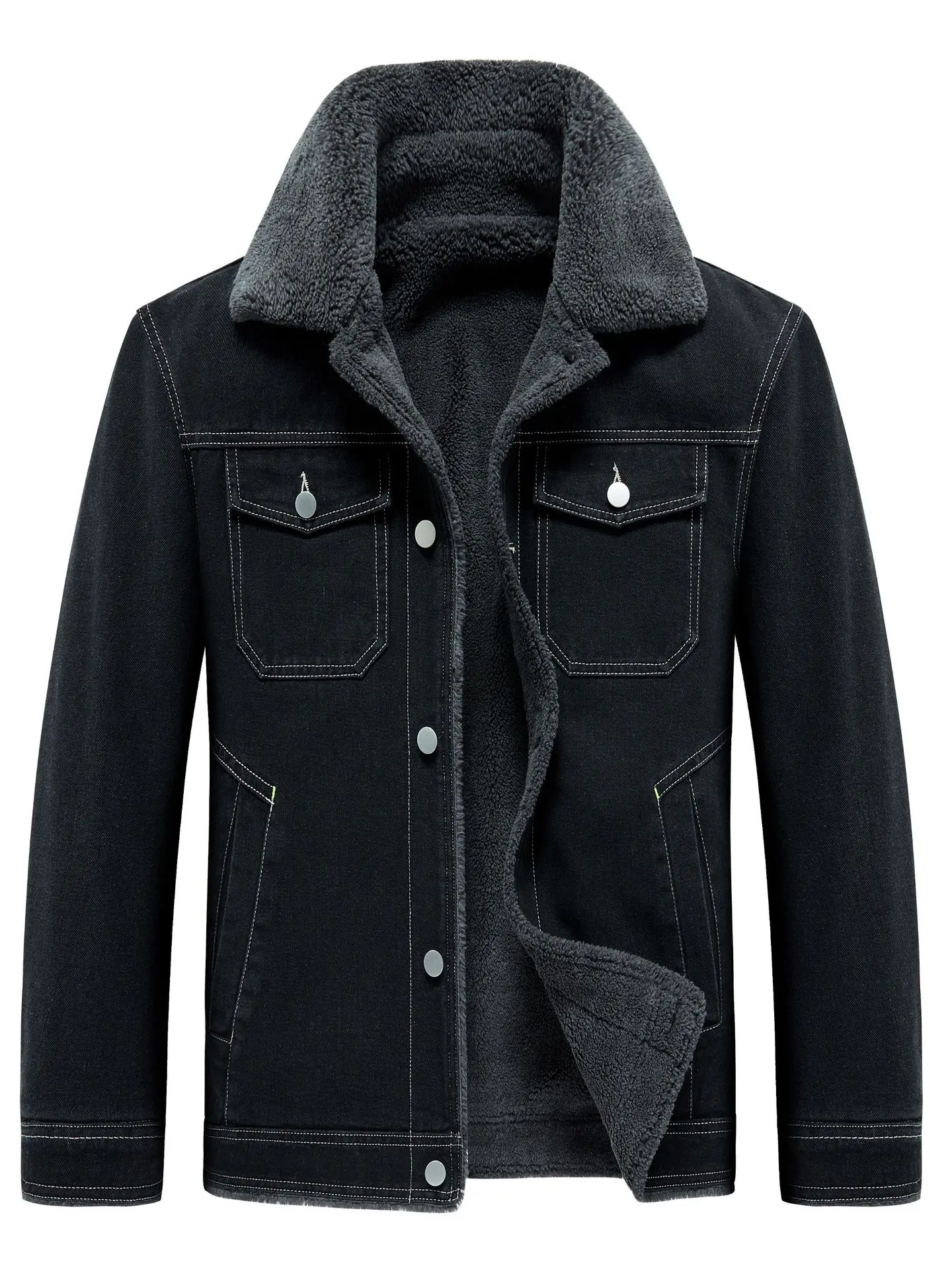 Men's Retro Workwear Fleece Denim Jacket Winter 2025 Warm Thickened Cotton Jacket for Cold Weather