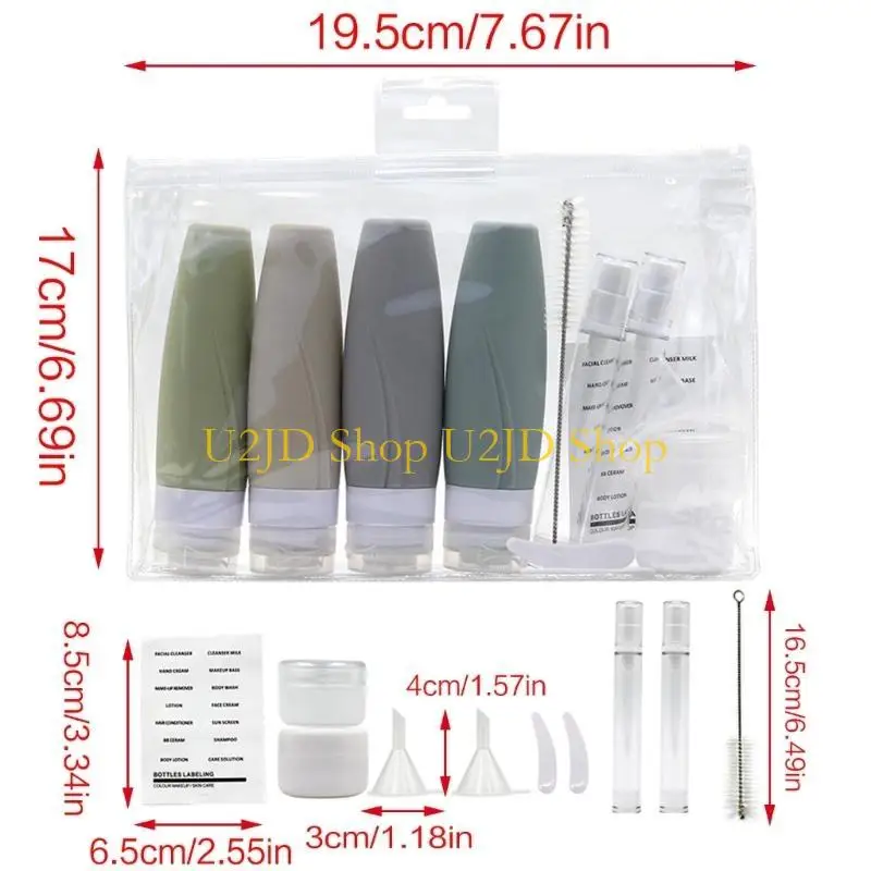 U2JD leere Flasche Reise kosmetische nachfüllbare Flasche tragbare Silikon -Flüssigkeitshampoo