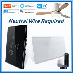 WiFi Ceiling Fan Light Smart Switch Touch Interruptor Smart Life Tuya APP Remote Speed Voice Control Work With Alexa Google Home