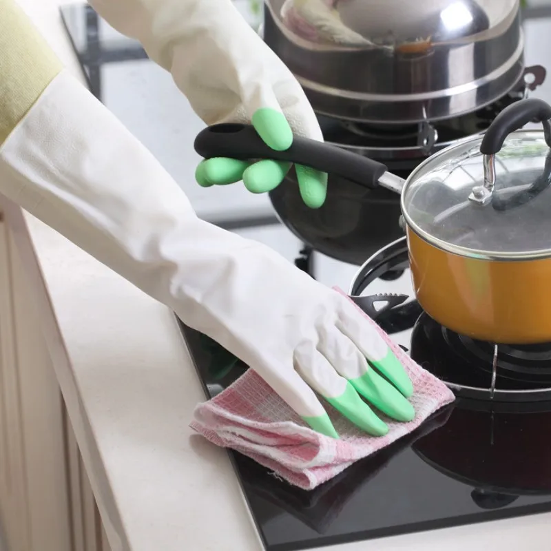 Gants de vaisselle en latex à manches longues, livres de maison, gants de lavage de cuisine