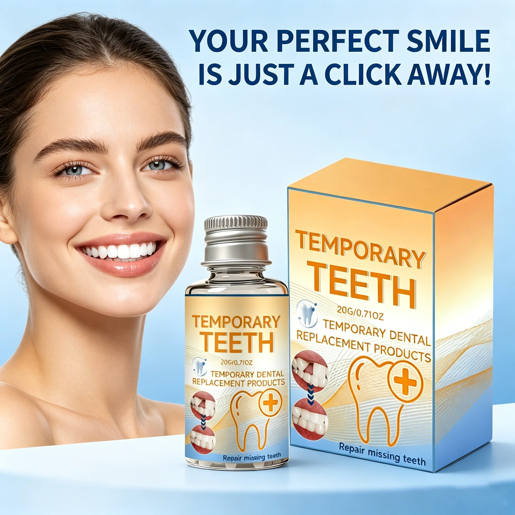 Temporary Teeth Repair Gel Moldable Teeth Gaps Fill False Teeth Natural Fit Not Easily Deformed DIY Resin False Teeth Solid Glue