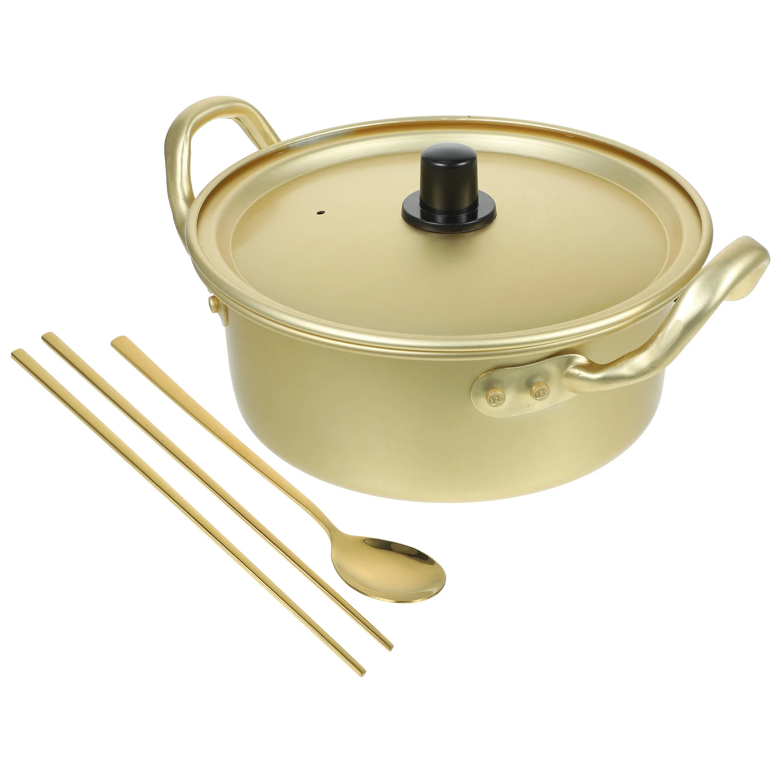 Olla de fideos instantáneas para cocinar con palillos, utensilios de cocina, cuchara caliente pequeña, Ramen coreano de aluminio para el hogar