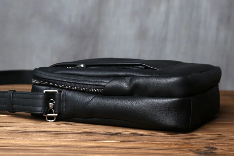 NZPJ Herren-Umhängetasche, Oberschicht, Rindsleder, Trend-Umhängetasche, Leder, lässig, Jugendmode, Herrentasche, geeignet für 10-Zoll-iPad – Detail 8