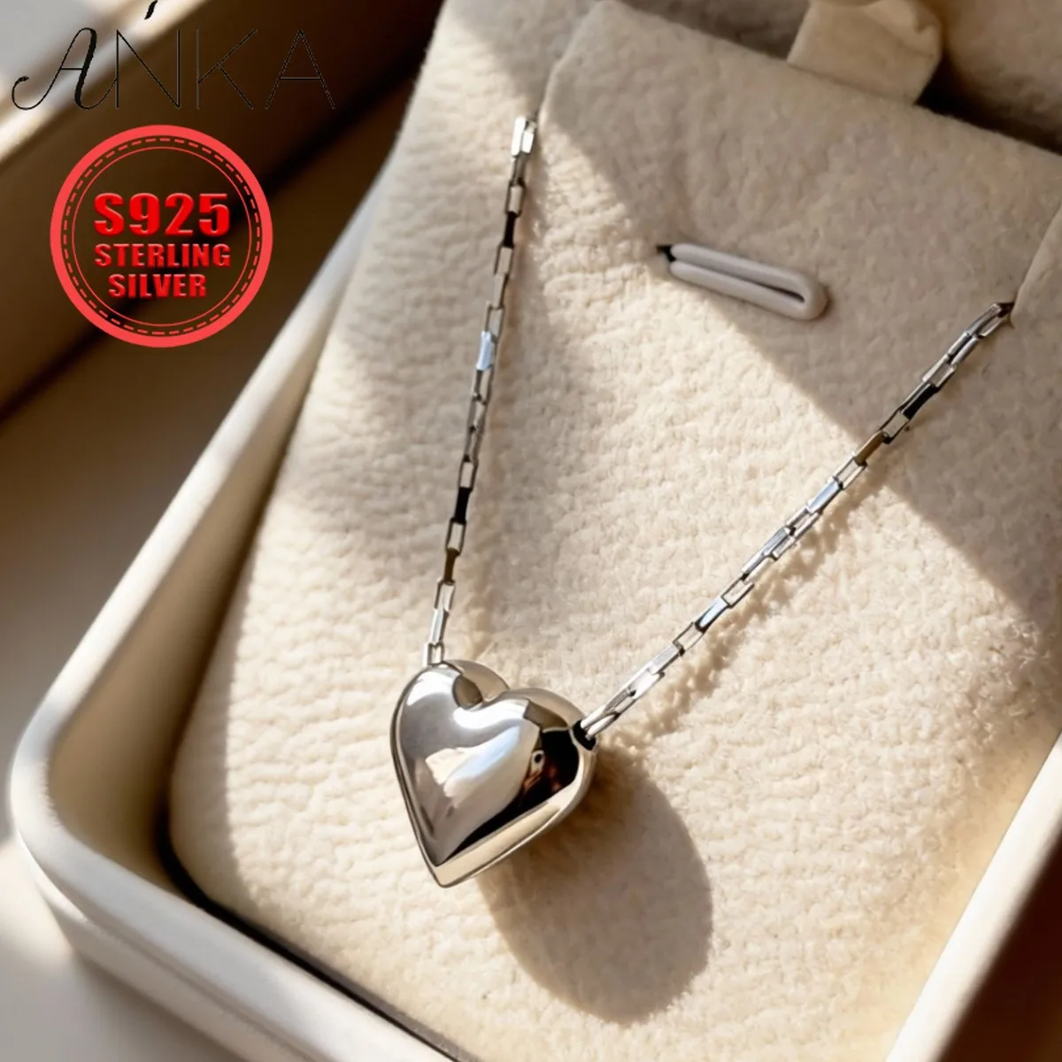 

Ожерелье из стерлингового серебра S925 с подвеской в ​​форме сердца, регулируемая серебряная цепочка, изысканные женские украшения, символизирующие любовь.