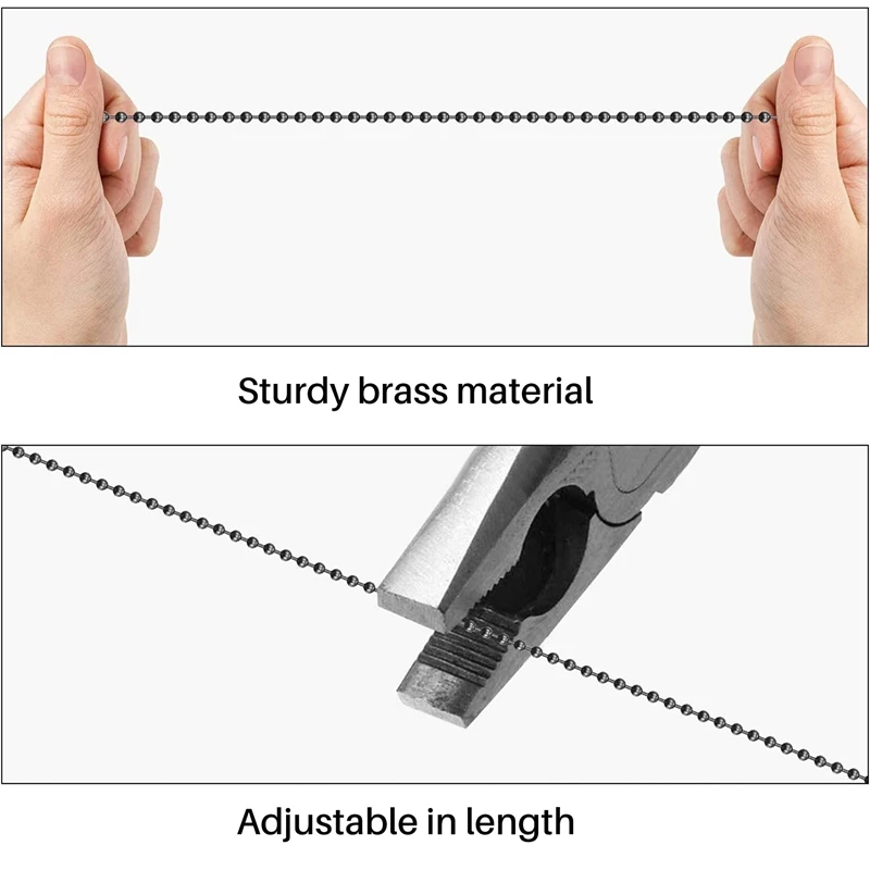 Bronze teto Fan Pull Cadeia Set, Extensão Pingente Decorativo, bola frisada, 2pcs