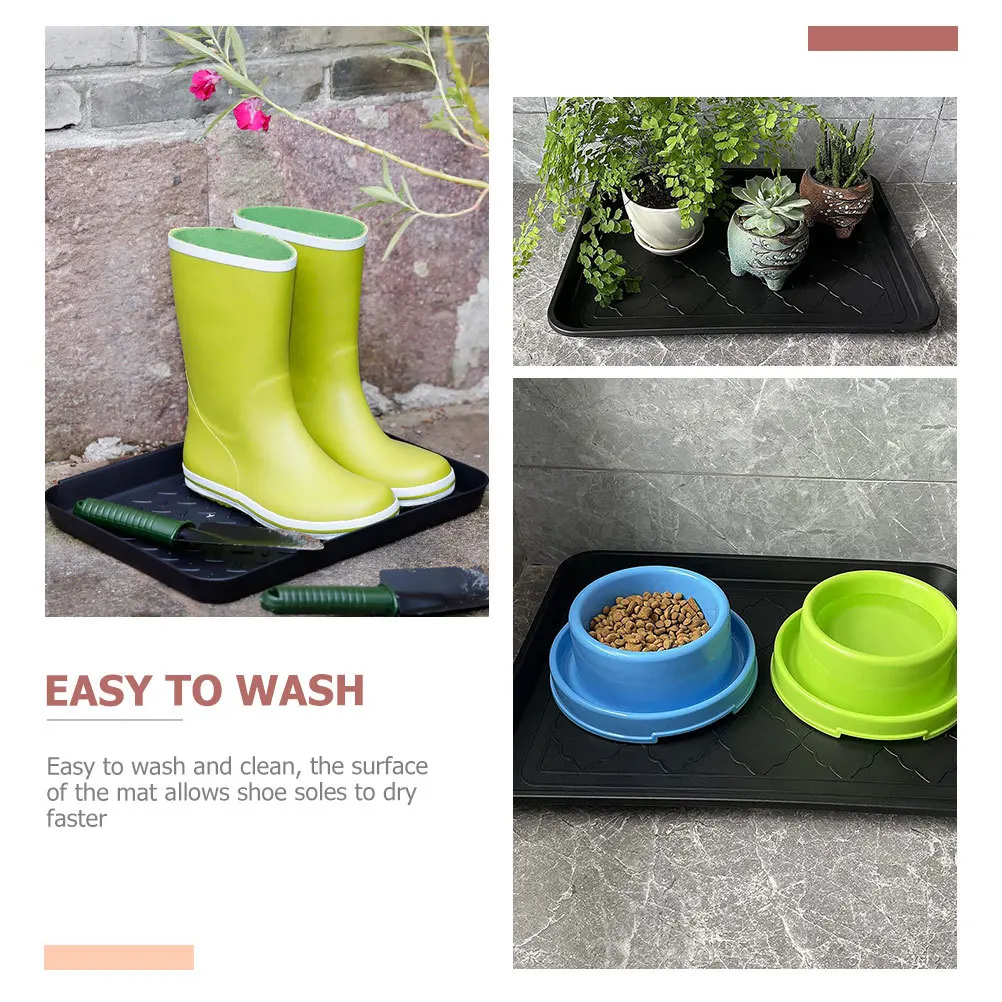 

2Pcs Pet Food Tray Mat PP Material Non-Slip Shoe Boot Tray for Indoor Outdoor Use Mud Rain Dirt Collector Entryway Hallway