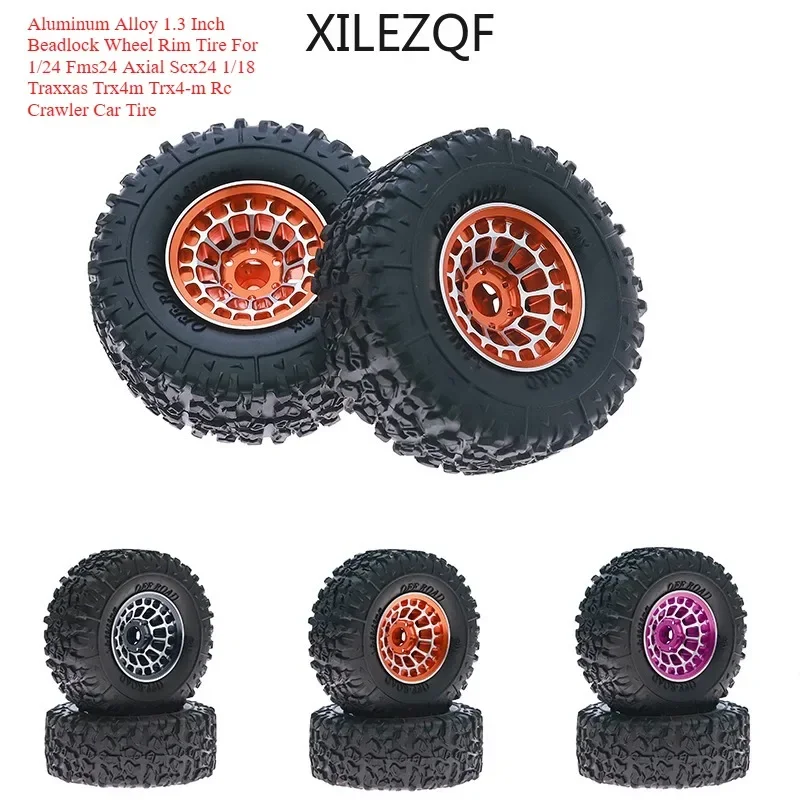 

Aluminum Alloy 1.3 Inch Beadlock Wheel Rim Tire For 1/24 Fms24 Axial Scx24 1/18 Traxxas Trx4m Trx4-m Rc Crawler Car Tire