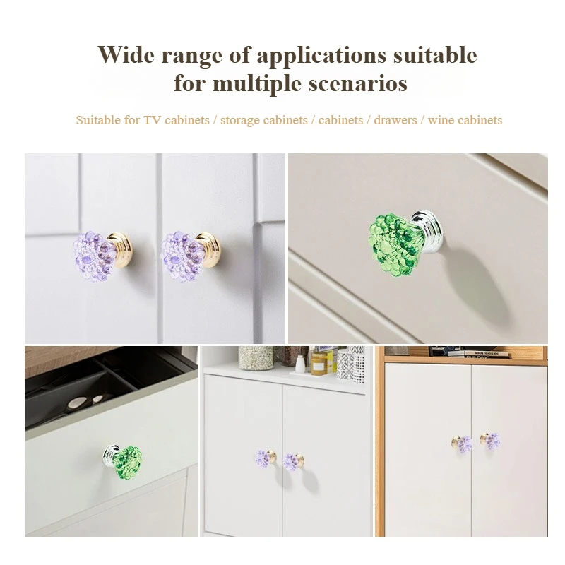 Crystal handles color acrylic single-hole cabinet door handle wardrobe drawer door handle accessories plastic handles
