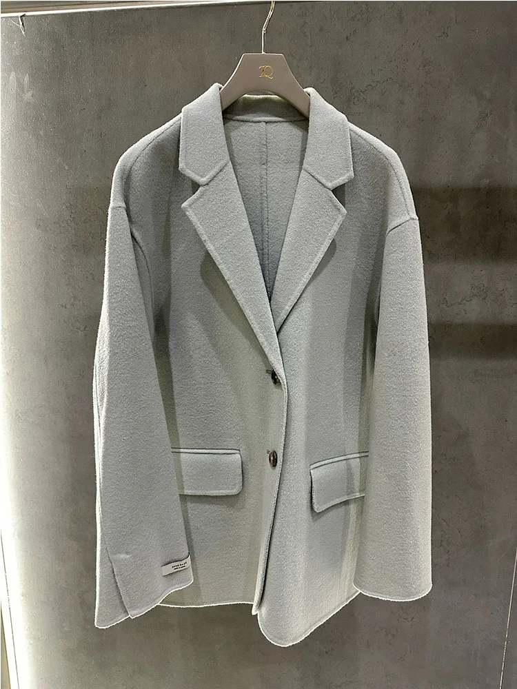 

ZQ Double-Faced Woolen Coat Casual Sle ort Length Fem Youth Faion Pure E-commerce S No Cap Pure Wool 00%