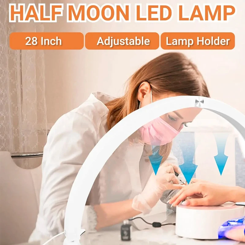 Beauty Live Broadcast Photography Light Half Moon Nail Table Lamp Foldable LED Crescent Manicure Desktop Light Fill Lighting