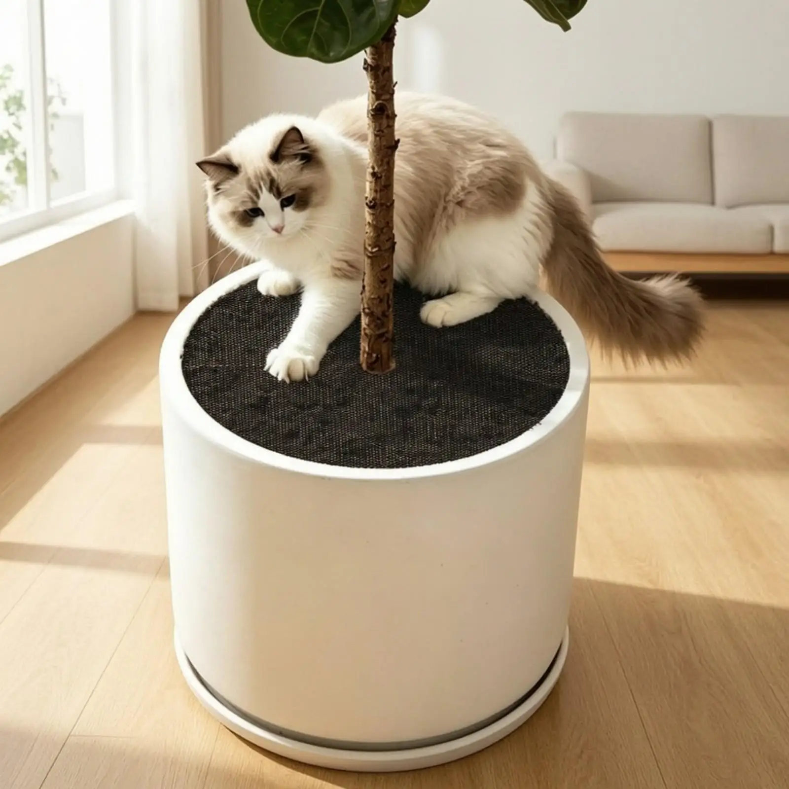 Breathable Flowerpot Soil Cover for Round Plant Pots with Stem Opening for Indoor Outdoor Garden Use