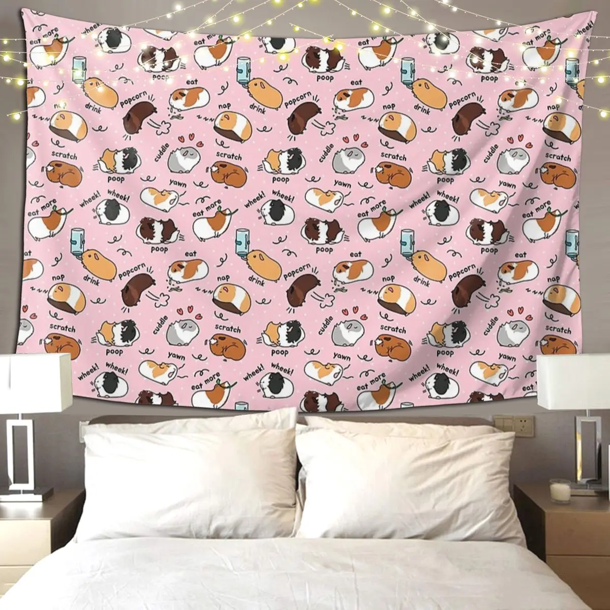 

Guinea Pig Daily To Do List Pink Background Tapestry Funny Wall Hanging Aesthetic Home Tapestries for Living Room Bedroom Room