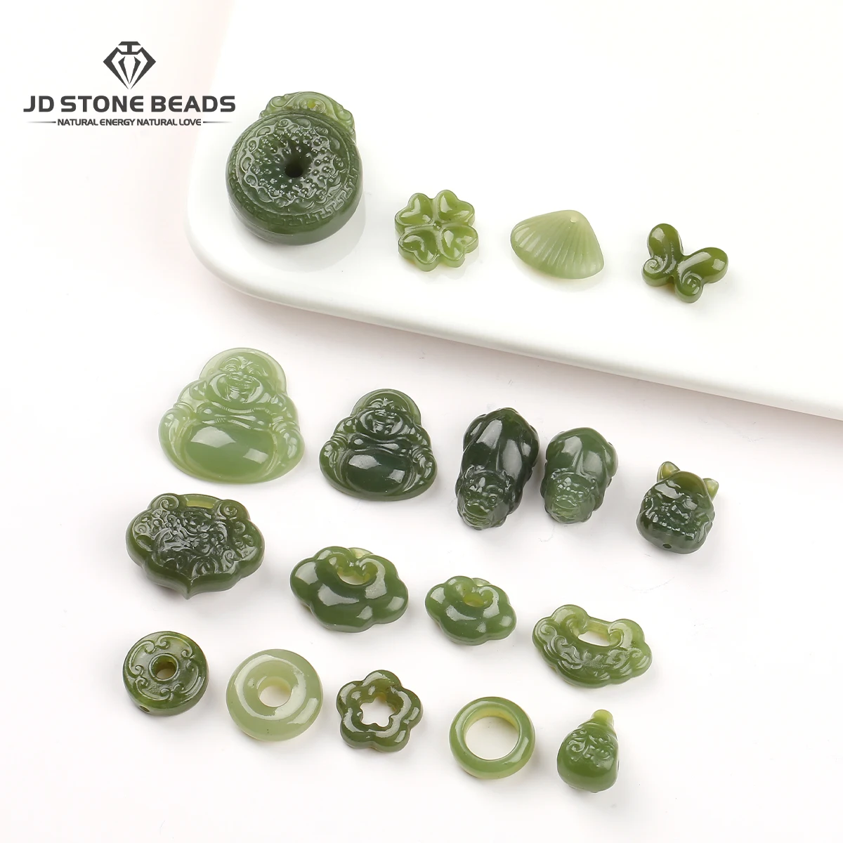 1Pc Natural Stone Hetian Jade Carved Bead Pixiu Buddha Bead Supplies for Jewelry Making DIY Bracelet Necklace Accessories