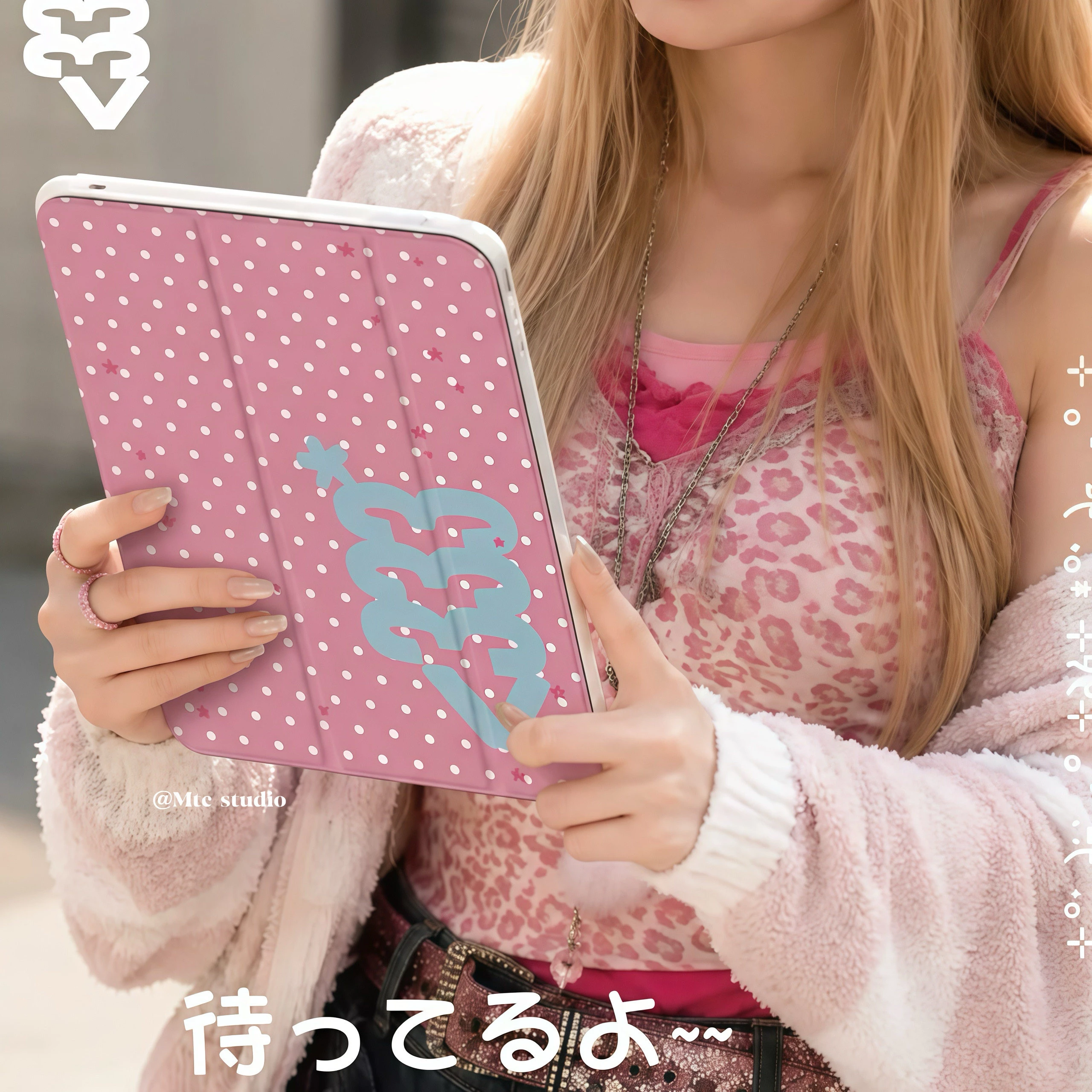 Ins Full Screen Polka Dot Y2K Tri-Fold Cover For iPad Pro 13 11th M5 M4 12.9 A16 10 8 7 9th 10th Air 11 M2 M3 Mini Tablet Case