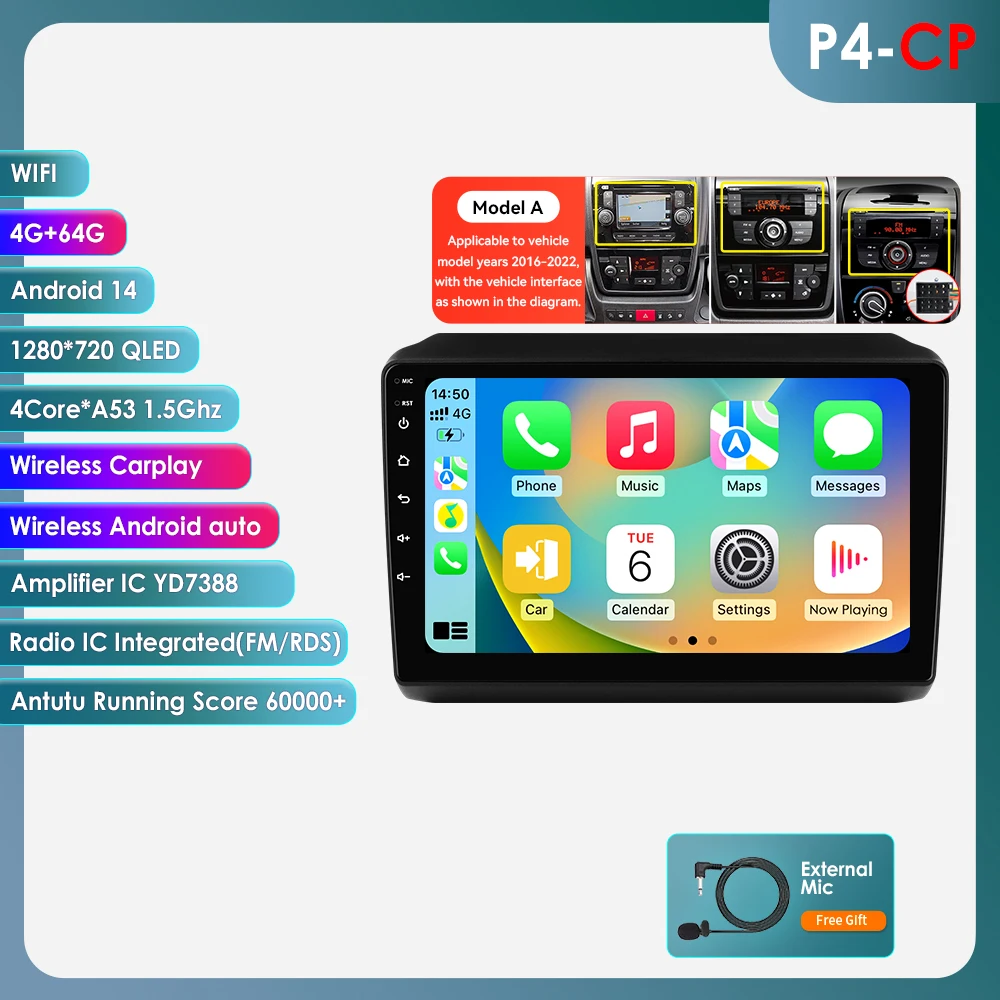 OSSURET Android Autoradio voor Fiat Ducato 3 Citroen Jumper 2 Peugeot Boxer 2 2016-2022 Auto multimedia Speler 6115 8 Core GPS