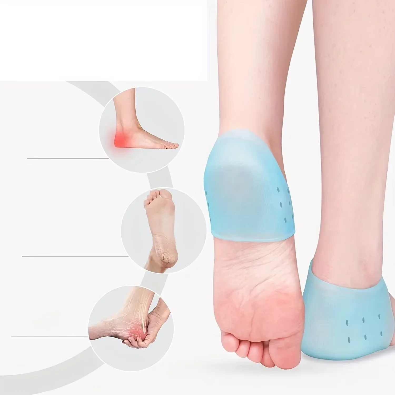 1Pair Silicone Heel Protectors Gel Metatarsal Pads Forefoot Cushion for Women and Men Foot Comfort Pad Protection Foot Heel Sock