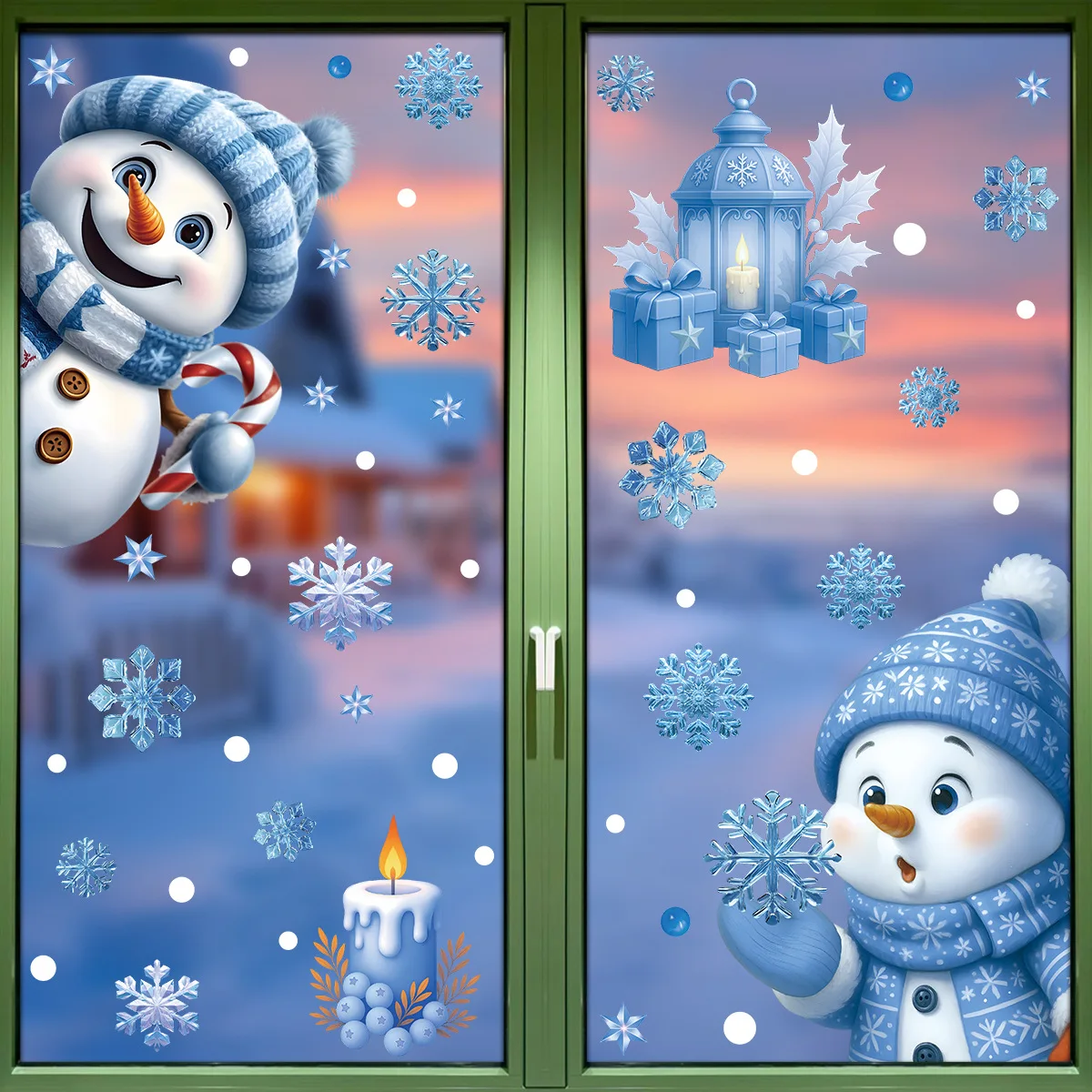 Creative Christmas Window Stickers Static Cling Decals Santa Reindeer Bells Snowman Easy Apply Remove