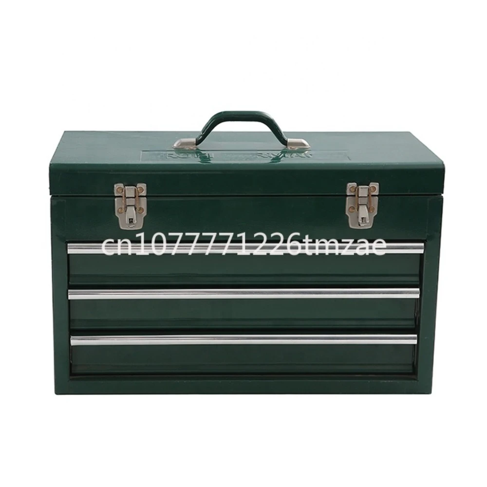 

Portable Toolbox Cabinet 3-Drawer Heavy-Duty Metal Steel Box Flat Top