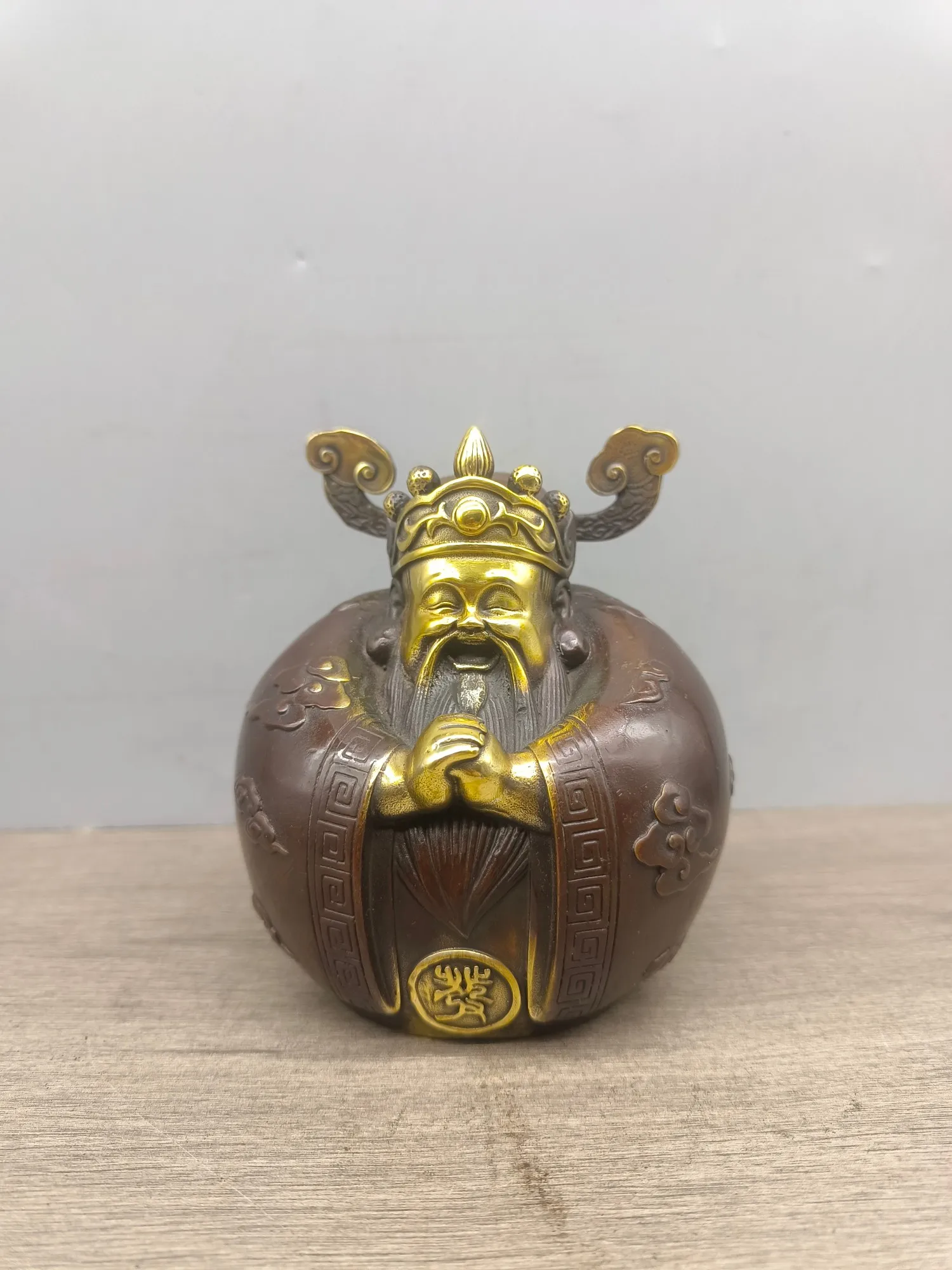 

Vintage Bronze Carving of God of Wealth at Home, Living Room Offering, Opening Ceremony