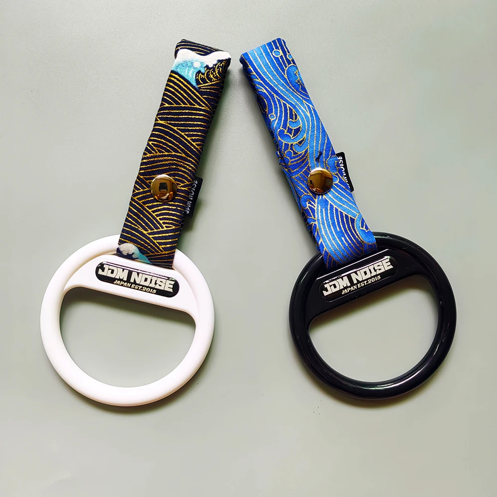JDM Handle Strap Car Towing Rope with Hokkaido Ocean Waves Ukiyo-e Design Unique Tsurikawa Train Handle for Automotive Tuning