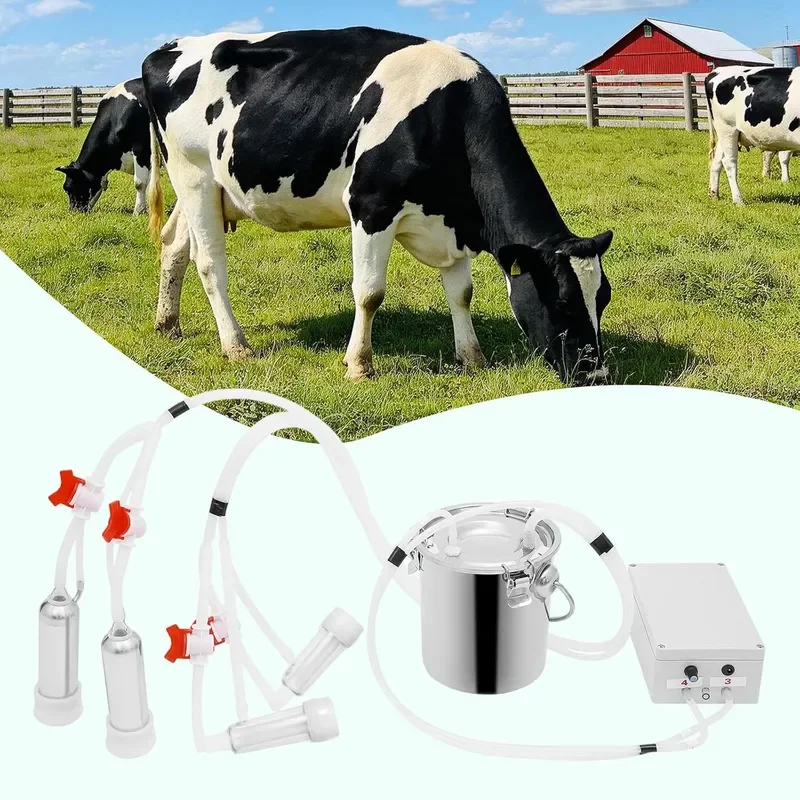 Milking Machine 3 L Stainless Steel Bucket Electric Automatic Pulsation Vacuum Milker Portable Milker Speed Adjustable