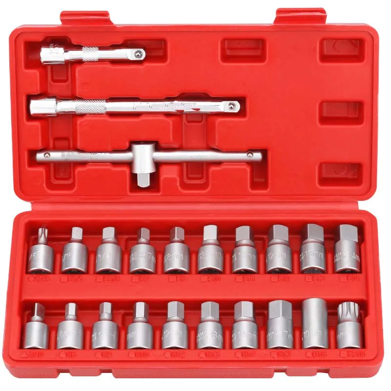 

3/8 "Car Oil Pan Drain Screw Tool Set Transmission Oil bottom Drain Screw Removal Special Wrench Auto Maintenance Tool