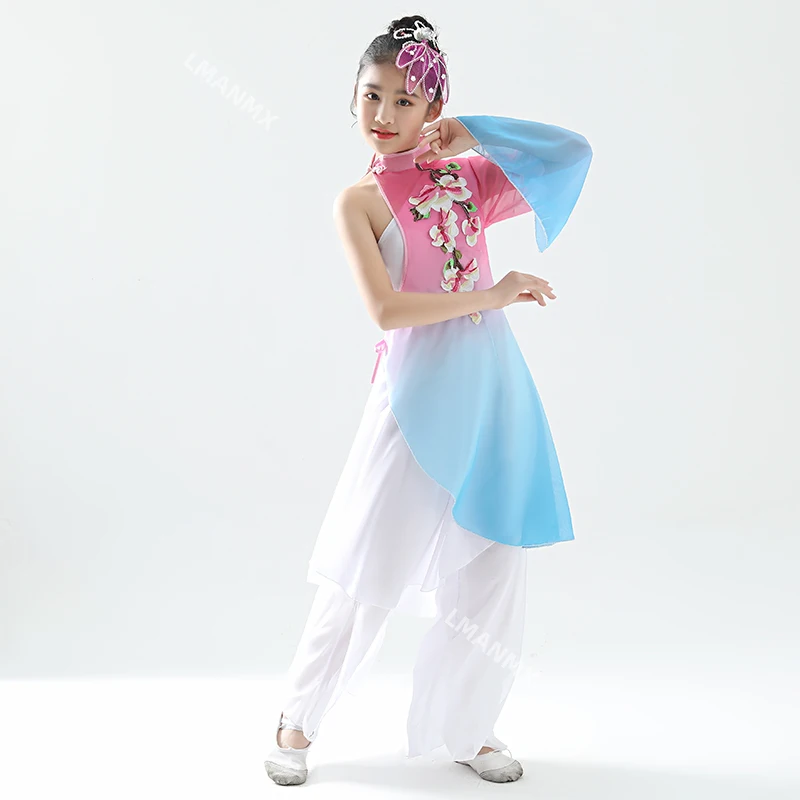 Children's classical dance performance costume, Chinese style dance, umbrella dance, fan dance, yangko dance performance costume