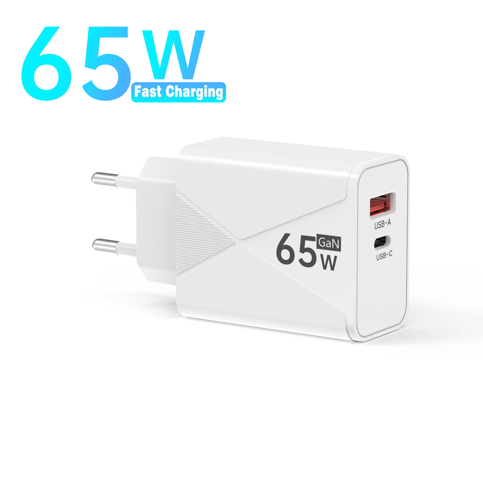 65W GaN USB C Charger 2 in 1 Quick Charge 3.0 Type C Wall Adapter EU/US/UK Plug Fast Charging For iPhone Xiaomi Samsung Huawei
