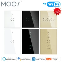 MOES WiFi interruptor de luz táctil de pared RF433 Control remoto inalámbrico Tuya/Smart Life aplicación retroiluminación Alexa Google Voice US EU 2/3 vías