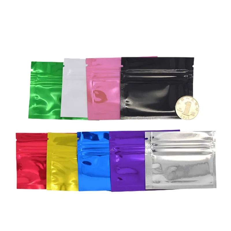 

100pcs Small Resealable Zip Lock Aluminum Foil Food Package Bag 7.5x6.3cm Self Seal Mylar Foil Powder Bean Sample Packing Bags