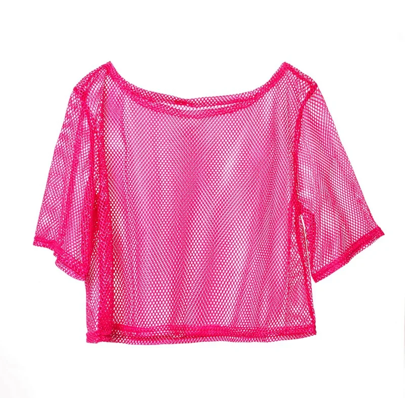 حار بيع 80s المرأة حزب شبكة صيد السمك تي شيرت تانك الأعلى طماق مجموعة مع الملحقات