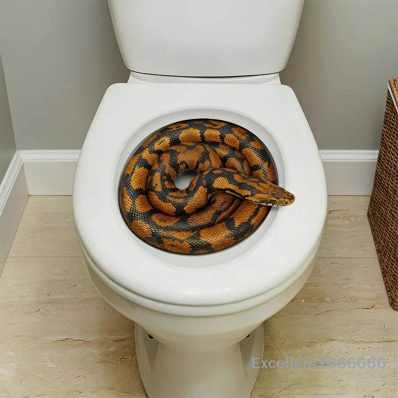 Self-Adhesive 3D Realistic Python Toilet Decal Waterproof PVC Removable Sticker for Halloween