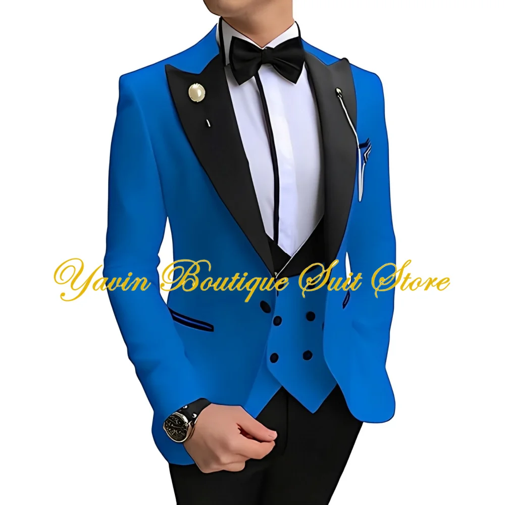 

Slim Fit Men's Suit 3 Piece One Button Jacket Vest Pants Formal Man Tuxedo Wedding Party Men Blazer Suits