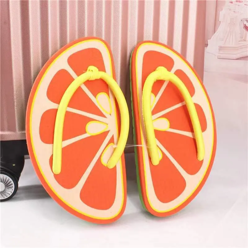 Summer fruit pattern EVA flip-flops clip toe slippers casual vacation style flat shoes women's beach drag size 35-38CM