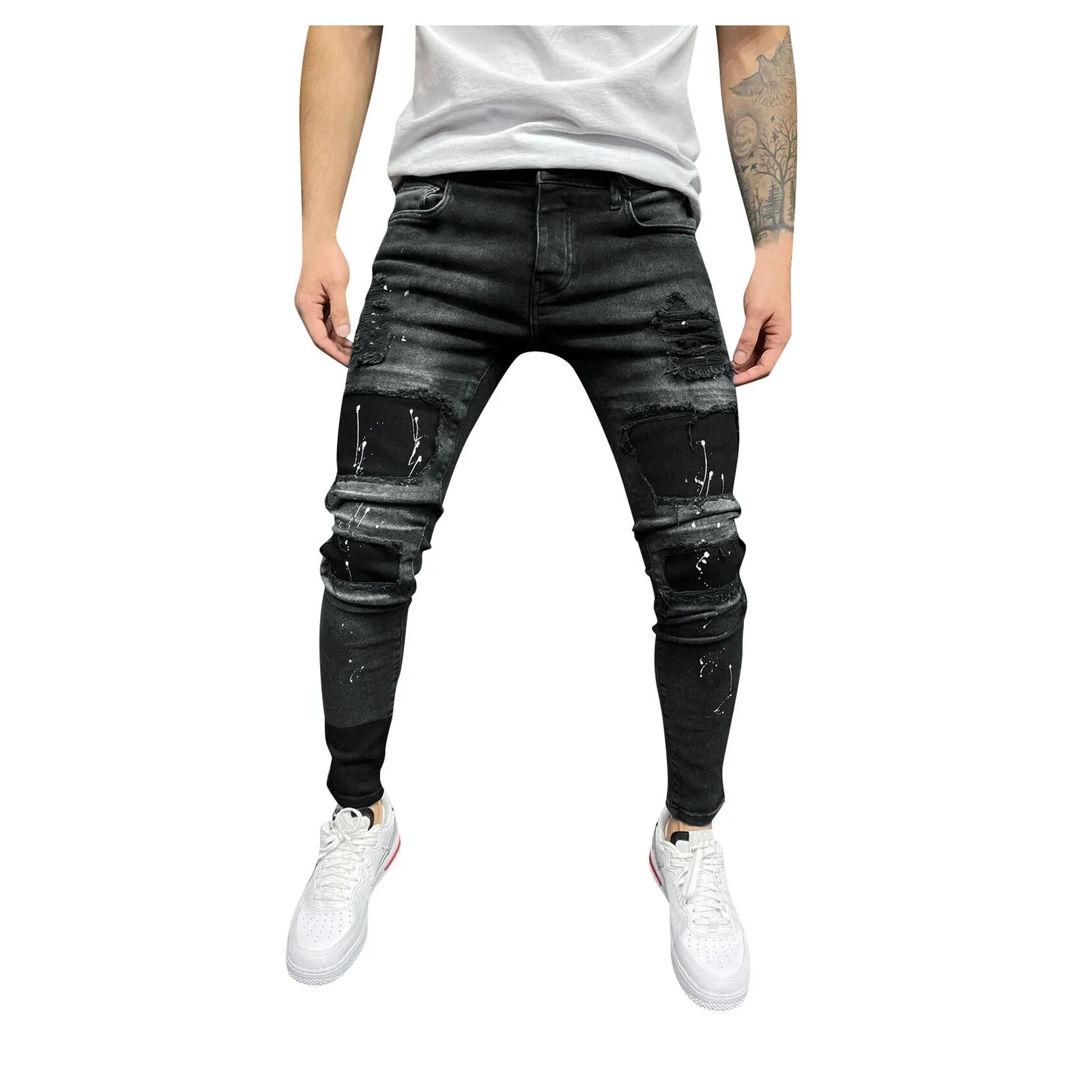 Denim Pants Male Fashion Blue Cargo Pants Menshold Casual Solid Slim Fit Simple Jeans Pants Street Hip Hop Work Trousers 2024