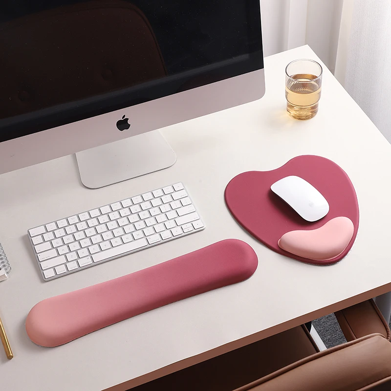 Ergonomic Wrist Rest Mouse Pad Comfortable Wrist Support Non Slip Mice Mat Memory Cotton Heart-shaped Mousepad For PC Laptop